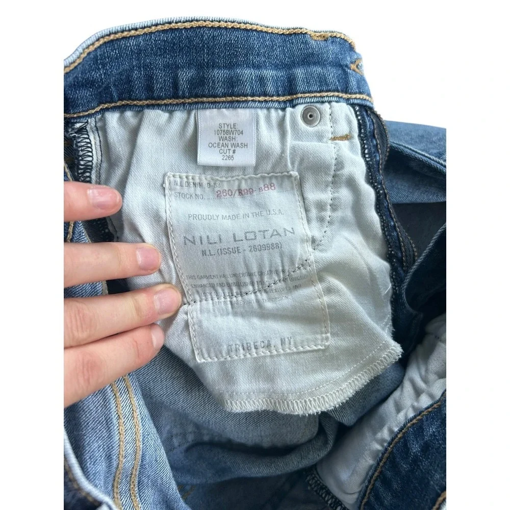Nili‎ Lotan High Rise Skinny Jeans Ocean Wash Raw Hem Size 26 Made in USA